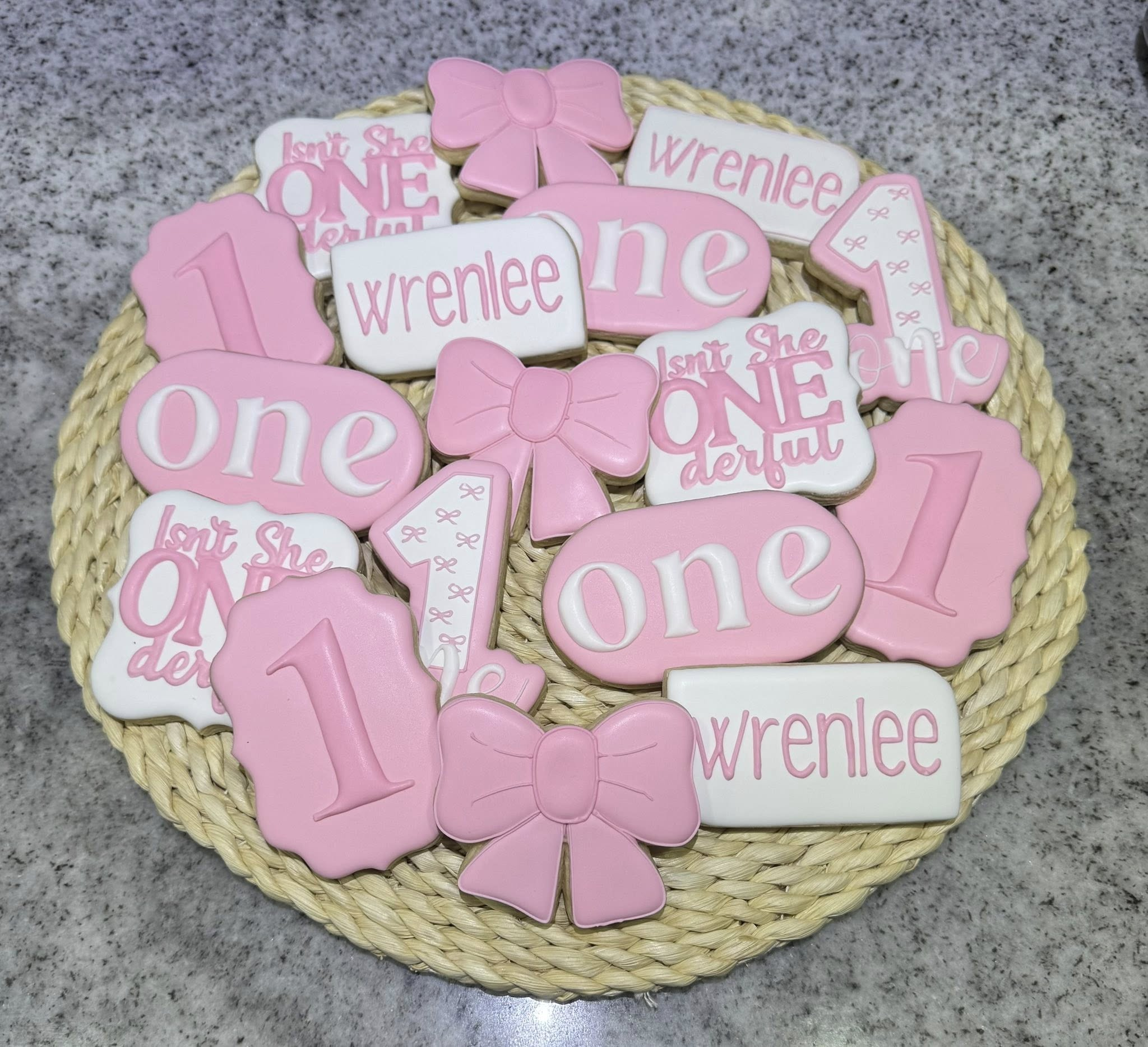 First birthday decorated cookies