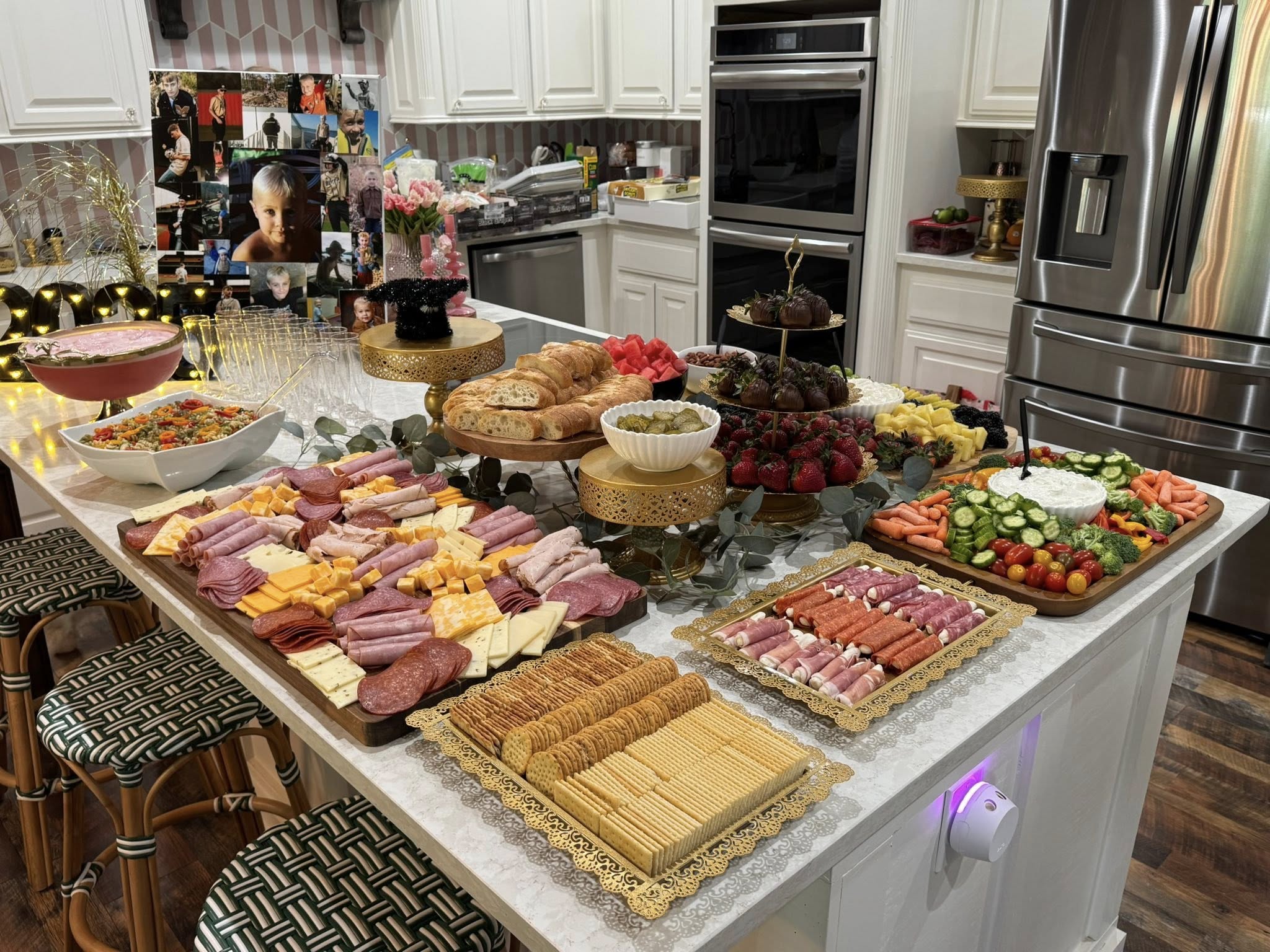 Custom charcuterie spread with meats, cheeses, and fruit